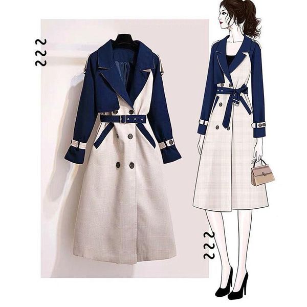 

women's trench coats 2021 autumn women casual double breasted outwear fashion sashes office coat chic epaulet design long outerwear, Tan;black