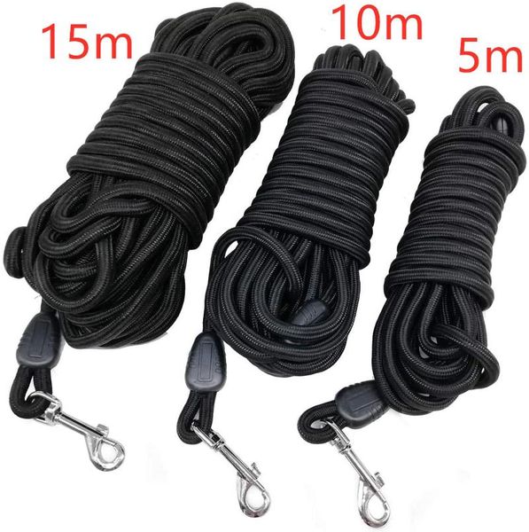 

dog collars & leashes 5m 10m 15m long rope training leash heavy duty nylon tracking round outdoor walking pet lead for s m l