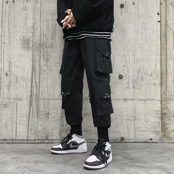 

men's pants men hip hop streetwear joggers casual cotton harem trousers harajuku sweatpants g6vd, Black