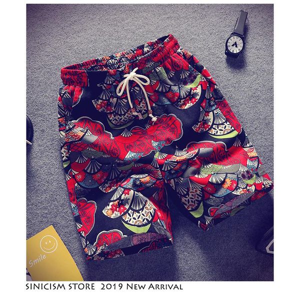 

men's shorts sinicism store men print streetwear casual 2021 mens vintage chinese style summer oversize male knee length, White;black