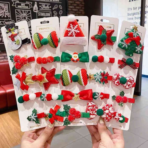 Acessórios para Cabelo Coreano Natal Cinco Peça Terno Boneco de Boneco de Boneco de Neve Duck Clip Firle's Lovely Ornament Girl