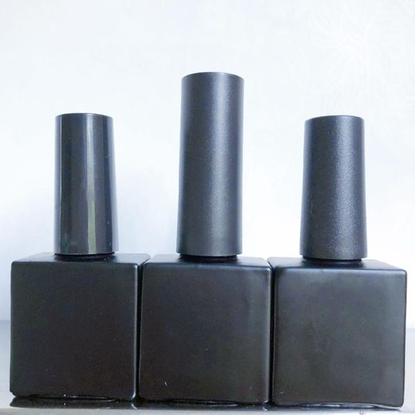 

wholesale 10ml nail polish bottles gel contaiers glass packing with brush bar black square bottle silverlid storage & jars
