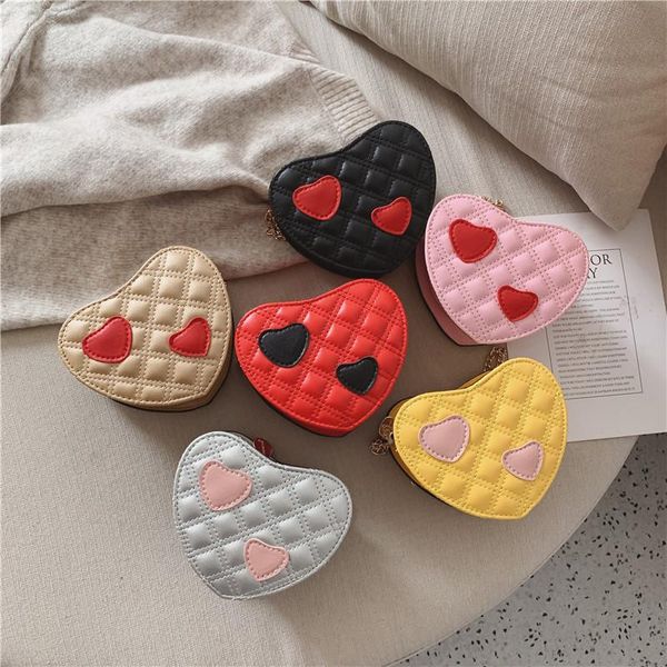 

backpacks children's mini change bag cute princess casual shoulder little girls cartoon heart shape chain