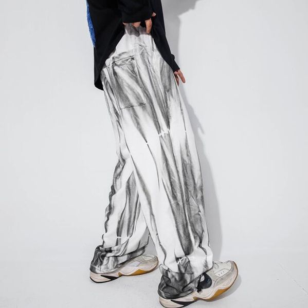 

loose foot drawstring grey personality trousers mens pants harem pant feet fashion pantalon homme street novelty men's, Black