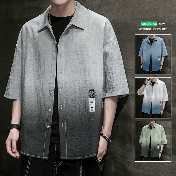 

new summer men's casual loose short sleeve shirt, White;black
