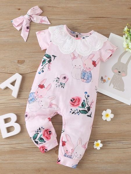 

baby girl cartoon jumpsuit and headband she, Blue