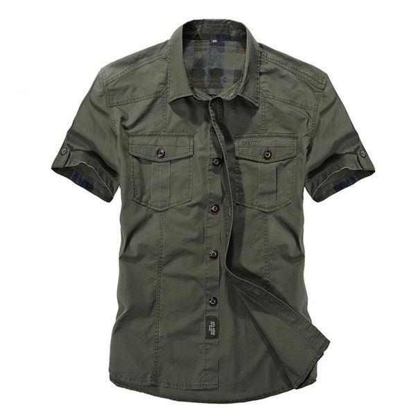 

men's casual shirts solid color cotton mens short sleeve turn-down collar army green khaki men male camisas shirt xxxl 2021, White;black