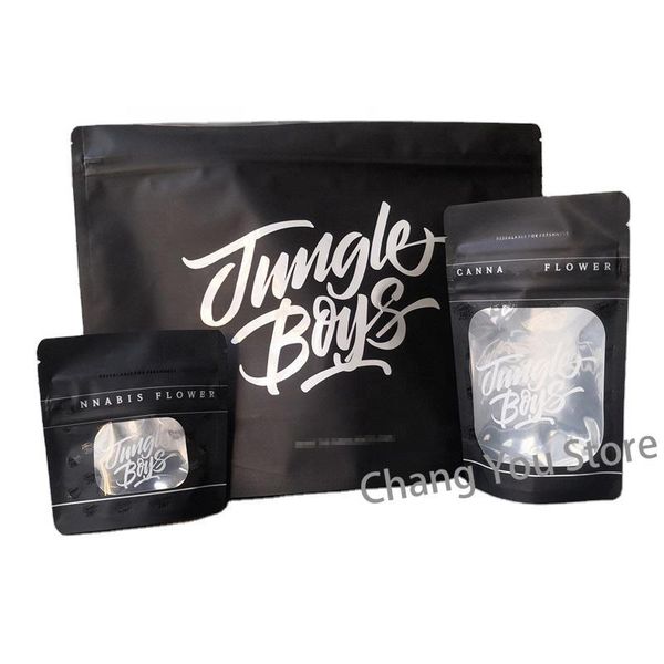 

gift wrap 3.5g 7.0g 6-8 oz 1 pound jungle boys mylar bags smell proof childproof dry flowers stand up pouch with flavors stickers