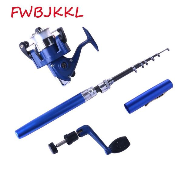 

mini pen retractable fishing rod + reel set spinning accessories lightweight and portable outdoor boat rods