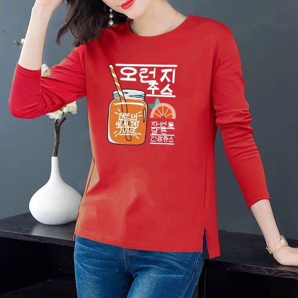 

tees women's t-shirtcotton irregular t-shirt long sleeve summer 2021 loose korean multicolor net red fashion, White