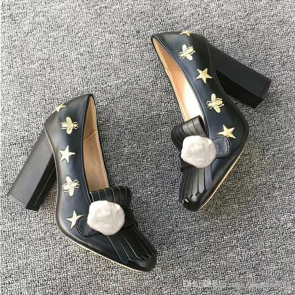 

authentic cowhide thick heel ship shoe with metal buckle designer high heels in spring and autumn of bar banquet wedding shoes 10cm, Black
