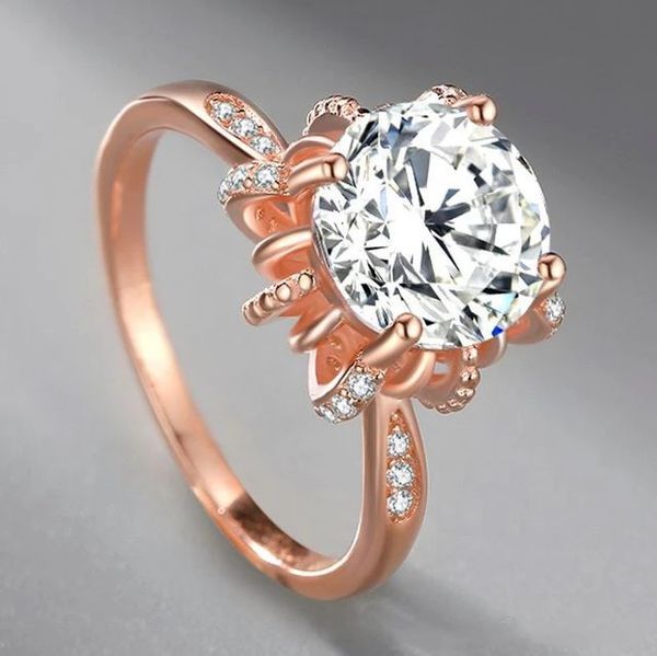 Южная Корея Moissan S925 Посеребренная Розовая Золотая Мода Супер Флэш Микро Алмазный Брак Предложение Цветочное Роскошное кольцо
