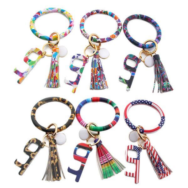 

portable american flag leopard alloy open elevator door buckle anti contact chains cute safety appliance styles touch keep safe keychain
