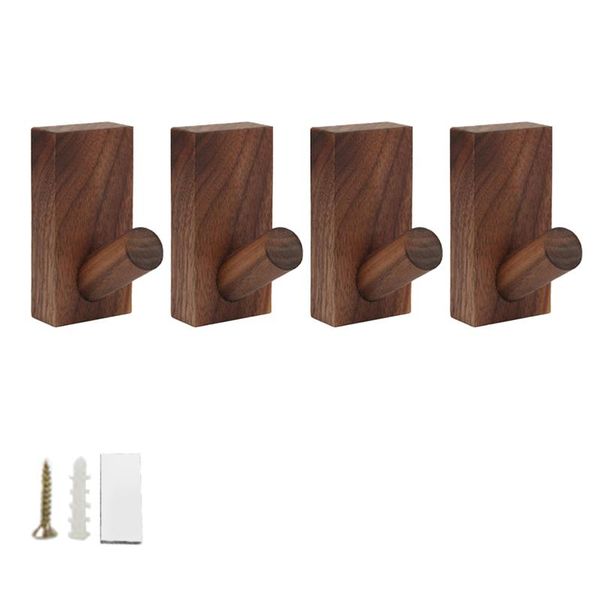 

hangers & racks 4pcs versatile wall mounted heavy duty easy install powerful durable bathroom home office wood hooks practical living room