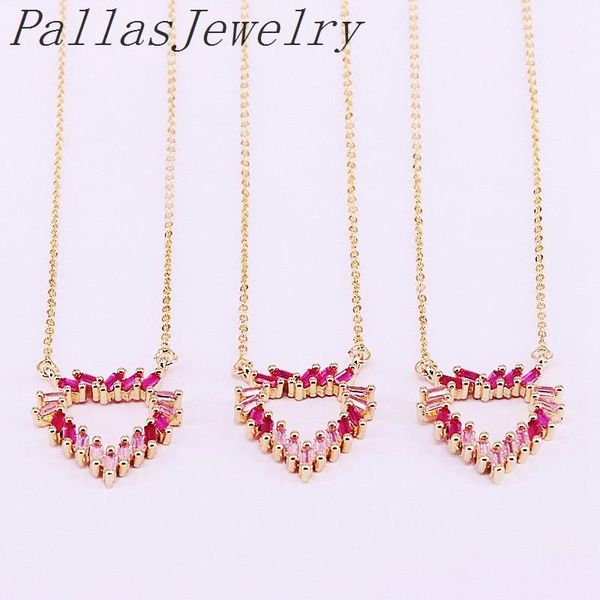 

pendant necklaces 10pcs gold color micro pave cubic zirconia heart fashion jewelry necklace, Silver