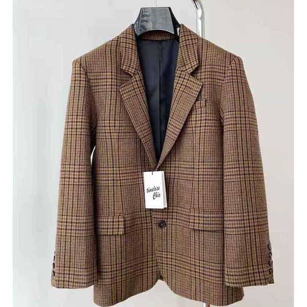 

women's suits & blazers da ni lake 2021 autumn winter blazer women wool coat turndown collar plaid jacket ladies streetwear fashion cla, White;black