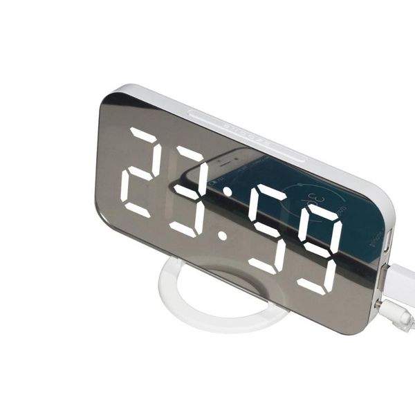

other clocks & accessories dual usb charging mirror electronic snooze alarm clock unique design adjust screen brightness in 3 levels