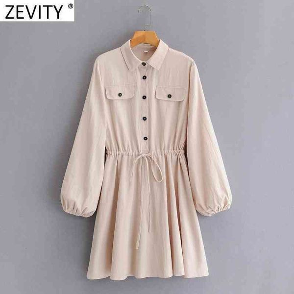 

zevity euro women fashion solid color safari style drawstring mini dress female chic lantern sleeve casual vestido ds4686 210419, Black;gray
