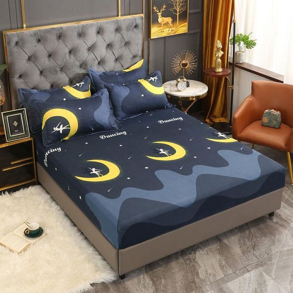 

sheets & sets 2021 latest 100%polyester printed fitted sheet mattress cover four corners with elastic band bed need sheet(cases buy) to