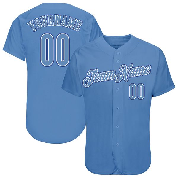 Jersey di baseball autentico blu-chiaro azzurro azzurro