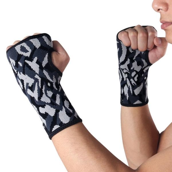 

wrist support kuangmi 1 pair palm adjustable wristaband elastic brace sleeve hand glove sports gym bandage wraps, Black;red