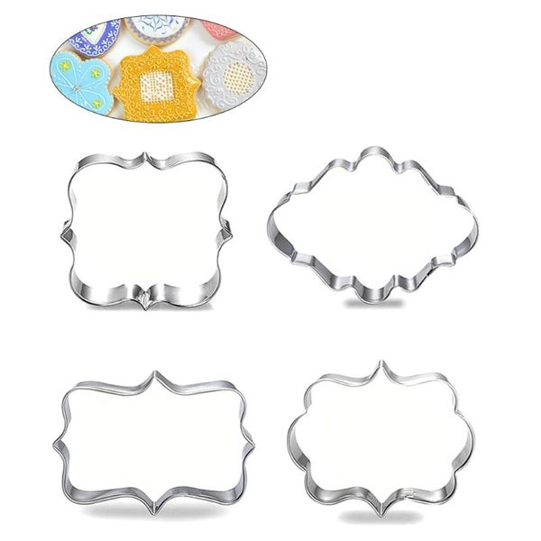 

baking & pastry tools 4pcs stainless steel european blessing wishes wedding frame metal cookie cutters biscuits mold kitchen mould