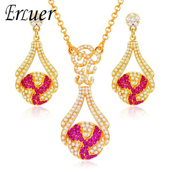 

earrings & necklace aruel girl fashion wedding rhinestone austrian crystal party earings gold color sweet and romantic bridal jewelry sets, Silver