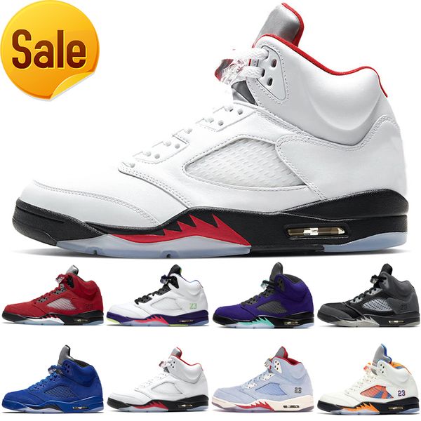 

popular 5s basketball shoes for men sports alternate grape blue suede fire red silver tongue ice blue international flight island green