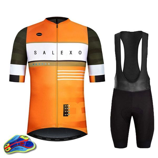 

racing sets 2021 orange summer cycling team jersey 19d bike shorts set breathable mens bicycle clothes pro maillot culotte, Black;blue