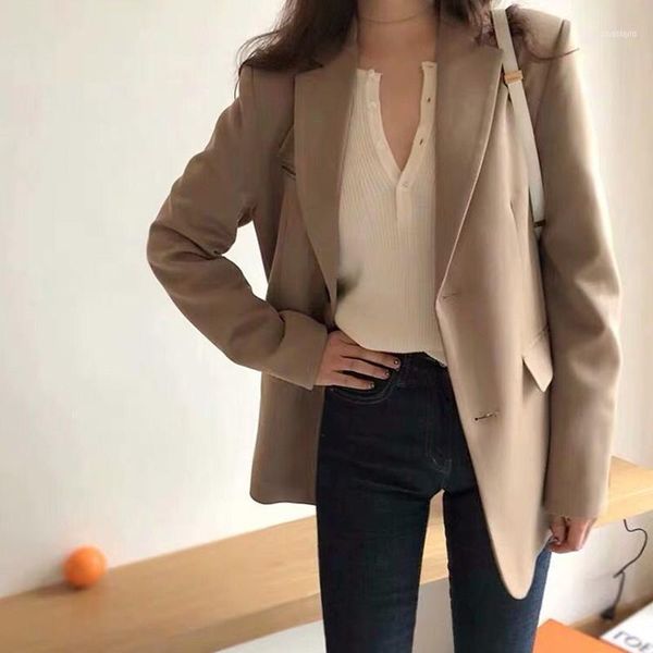 

blazer jacket women 2021 long sleeve autumn winter suit coats casual work coat office lady solid slim jacket1, White;black