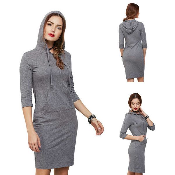 

2021 autumn sweater dress new fashion 7-sleeve women's dress, Black