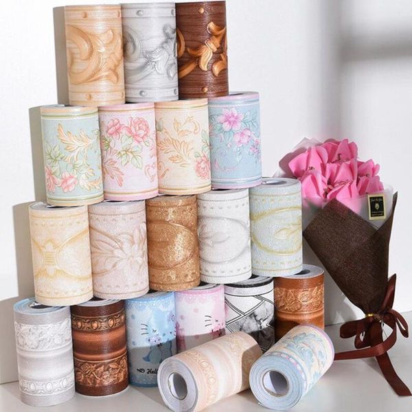 

wallpapers 3d home decor self adhesive film wall skirting border pvc stickers decal stripe wallpaper luxury