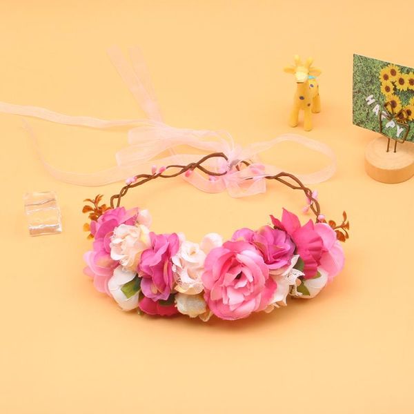 

miss cute girl sweet princess headband floral crown flower wedding party hair wreath boho bridal headdress accessories, Slivery;white