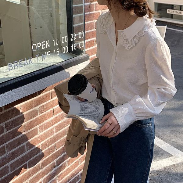 

women's blouses & shirts white solid women blouse and long sleevecasual female shirt 2021 autumn fashion blusa feminina