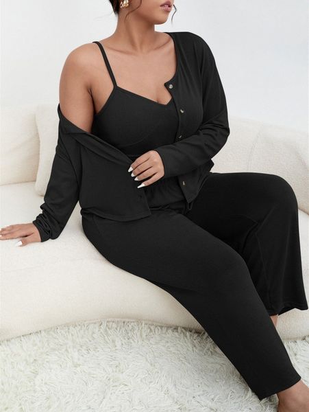 

plus solid pj set v7hy#, Black;white