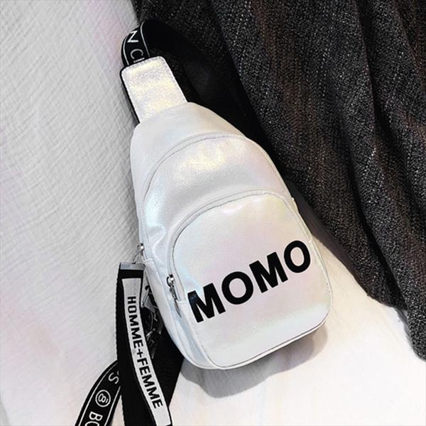 

1pc stylish women waist pu bags momo printed solid color chest for outdoor sport
