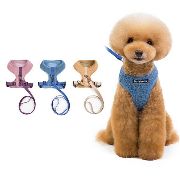 

dog collars & leashes pet puppy collar chest strap leash vest teddy velvet material double buckle harness
