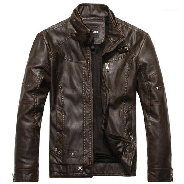 

men's fur & faux veste cuir homme coat vintage motorcycle stand collar pu leather jacket men for bikers lambskin waxed outerwear, Black