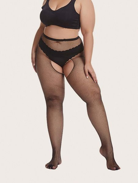 

1pair plus hollow out mesh tights 01hp#, Black;white