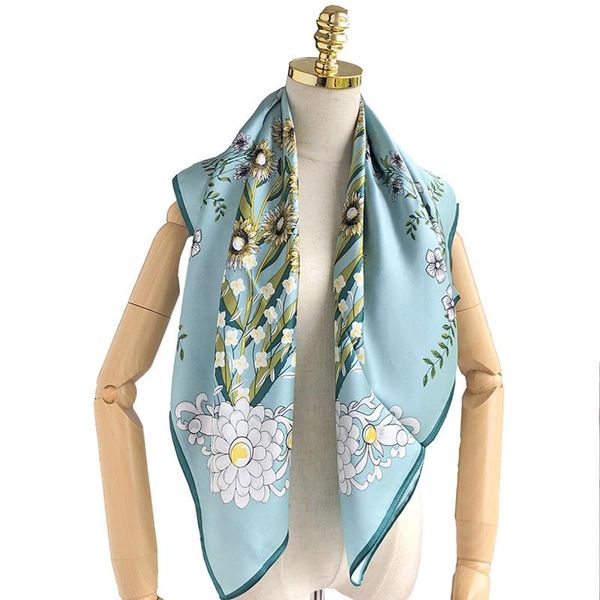 

scarves 2021 women print hijab winter 100% silk brand poncho summer autumn bandana foulard pashmina femme shawl scarf, Blue;gray