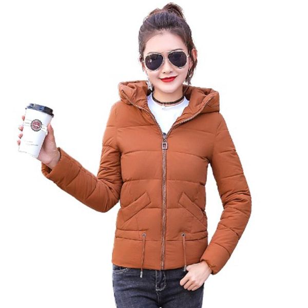 

women's jackets plus size womens parkas thicken outerwear solid hooded coats short female slim cotton padded basic, Black;brown