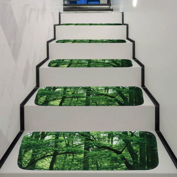 

carpets 5pcs non-slip stair carpet treads washable tread mat with adhesive tape and rubber backing(pattern 26)