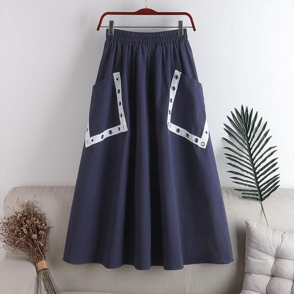 

skirts 2021 vintage autumn winter women high waist solid tooling skirt female beach elastic mid-length all-match, Black