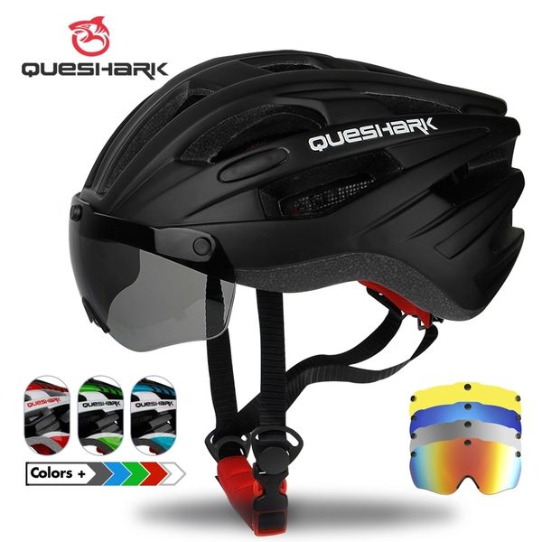 

queshark professional men women neighbour bikes removable lens mtb bike helmet safe cap m measure 56cm-62cm qe108
