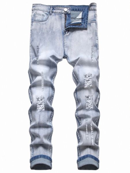 

romwe guys ripped jeans f9pz#, Blue