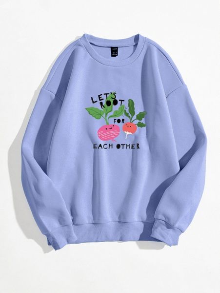 

slogan & cartoon graphic pullover 673v#, White;black