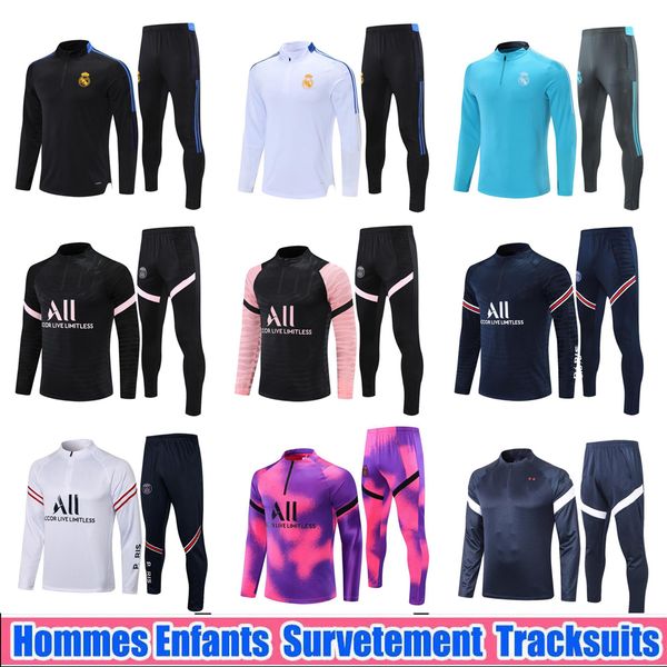 

2021 2022 messi tracksuit real madrid men football training suits 20 21 22 hazard soccer mbappe paris benzema survetement maillots de foot e, Black