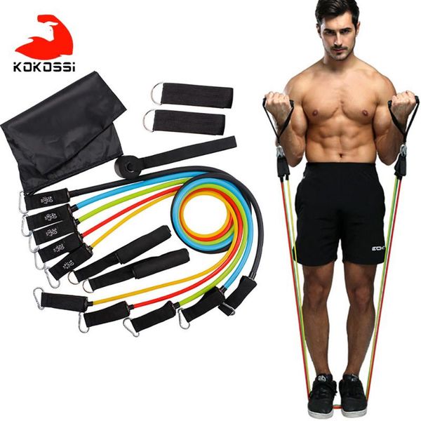 

resistance bands kokossi 11pcs/set 100lb/150lb elastic band sports yoga pull rope pilates fitness equipment exercise kit unisex