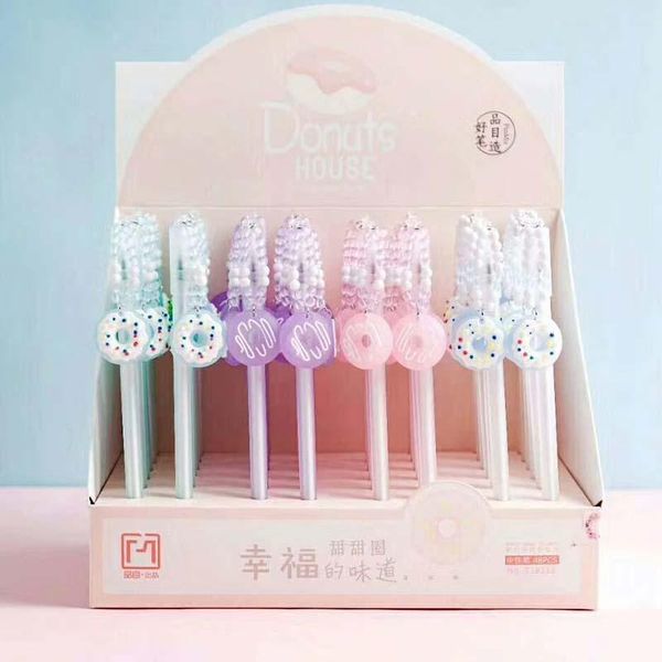 

gel pens 36 pcs/lot donuts pendant pen cute 0.5 mm black ink signature for writing office school supplies stationery gift