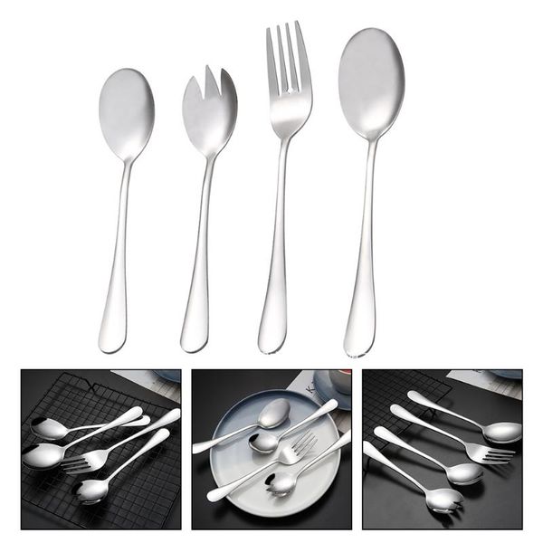 

flatware sets 4pcs creative coffee spoons dessert forks stainless steel (silver)